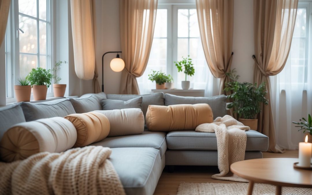 Sådan skaber du hygge i hjemmet med gardiner og komfortable pølsepuder